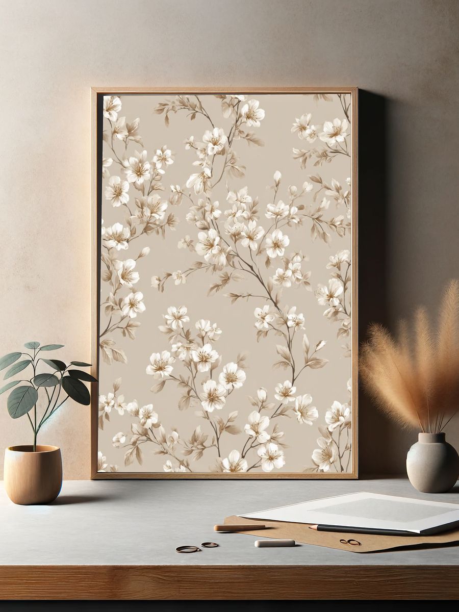 Blush Cherry Blossom Botanical Print. — room view 2
