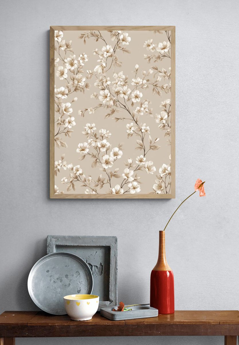 Blush Cherry Blossom Botanical Print. — room view 3