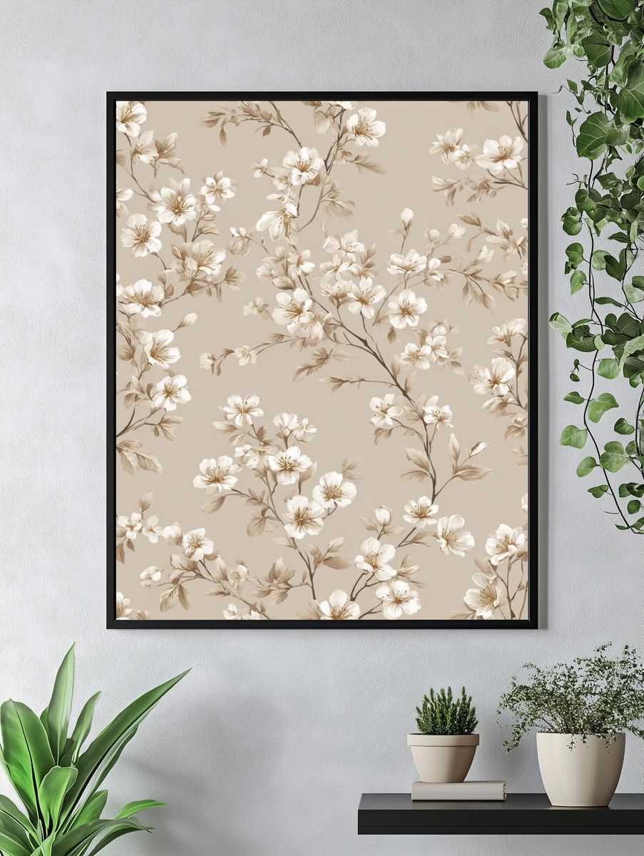 Blush Cherry Blossom Botanical Print. — room view 4
