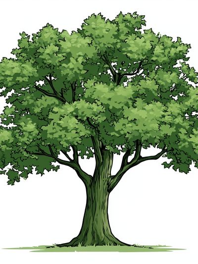Lush Green Tree Illustration Poster.
