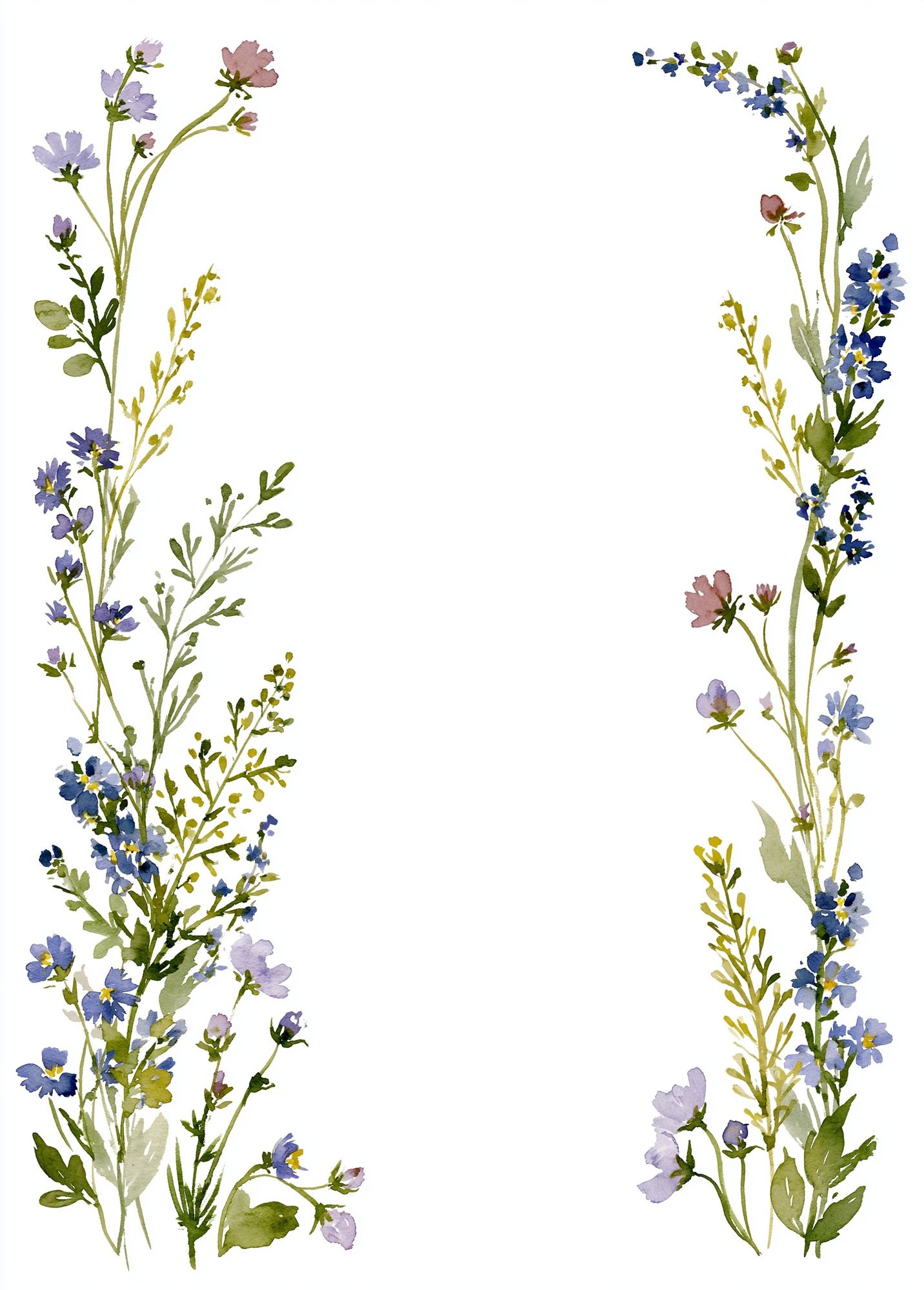 Wildflower Border Watercolor Print. poster — botanical art