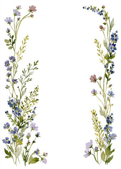Wildflower Border Watercolor Print.