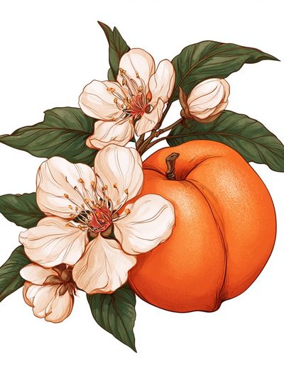 Peach Blossom Botanical Poster.