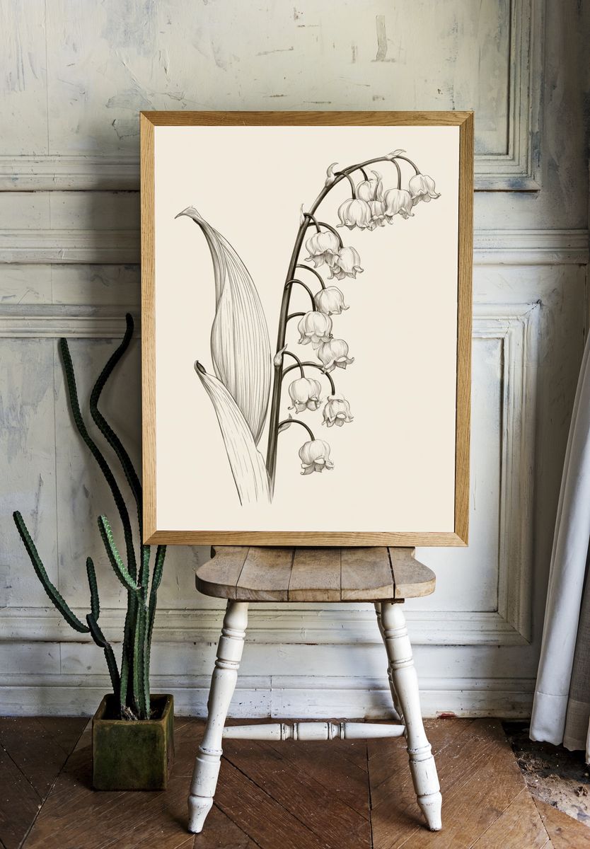 Lily of the Valley Botanical Print. room preview
