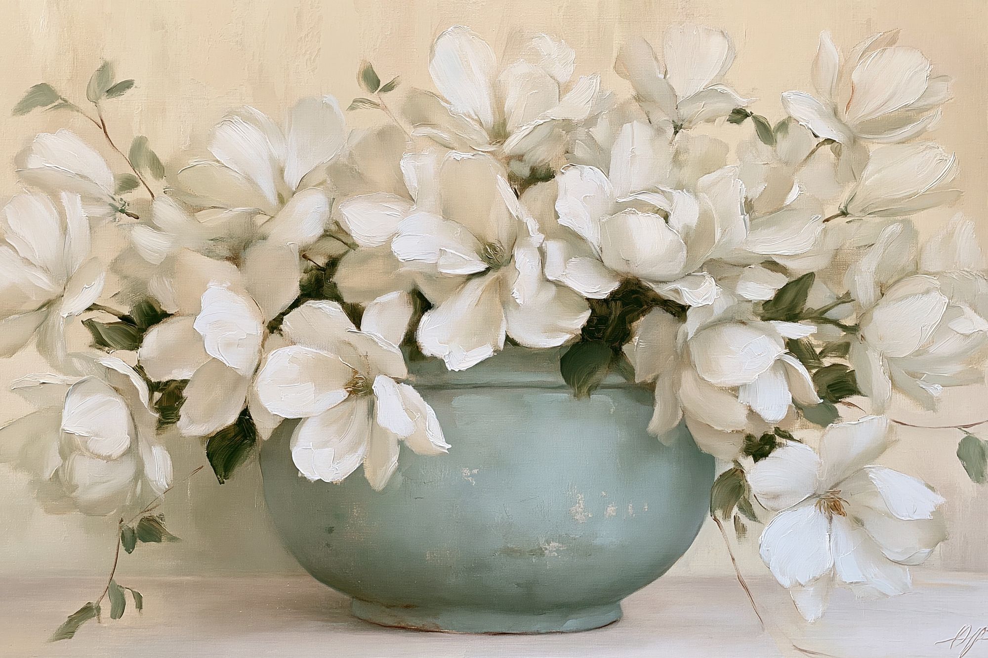 White Magnolia Vase — Fine-Art Print. poster detail