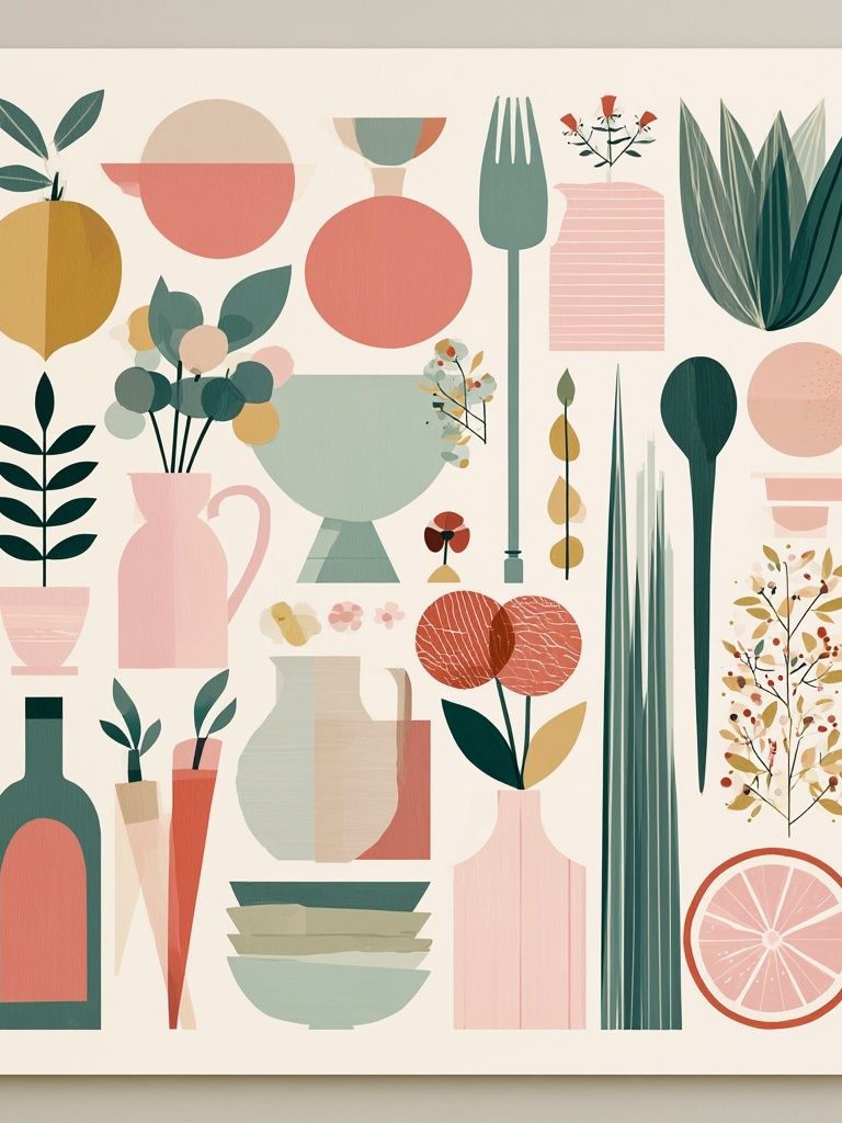 Botanical Still Life Mid-Century Poster. poster detail
