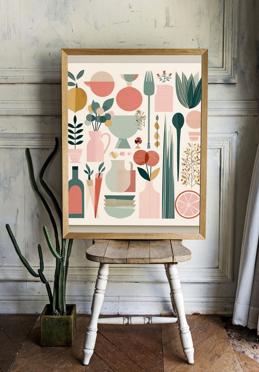 Botanical Still Life Mid-Century Poster. room preview