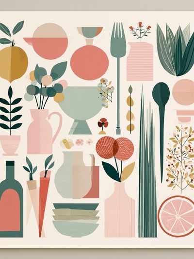Botanical Still Life Mid-Century Poster. poster