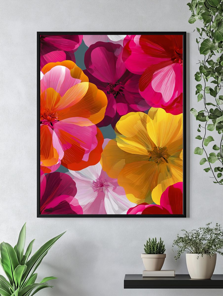Vibrant Floral Abstract Poster. — room view 4