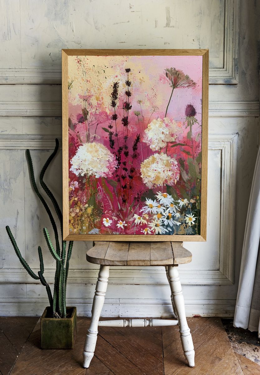 Wildflower Meadow Illustration Poster. room preview