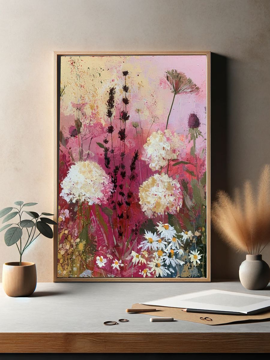 Wildflower Meadow Illustration Poster. — room view 2