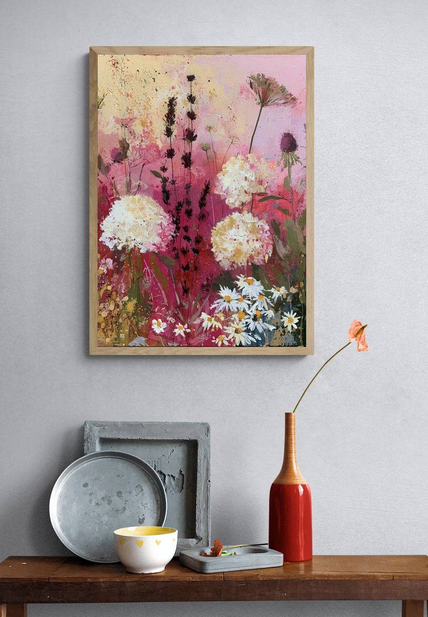 Wildflower Meadow Illustration Poster. — room view 3