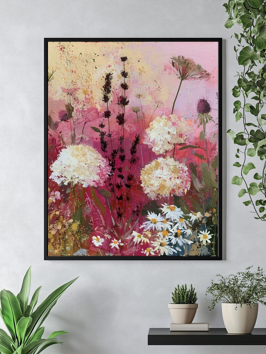 Wildflower Meadow Illustration Poster. — room view 4