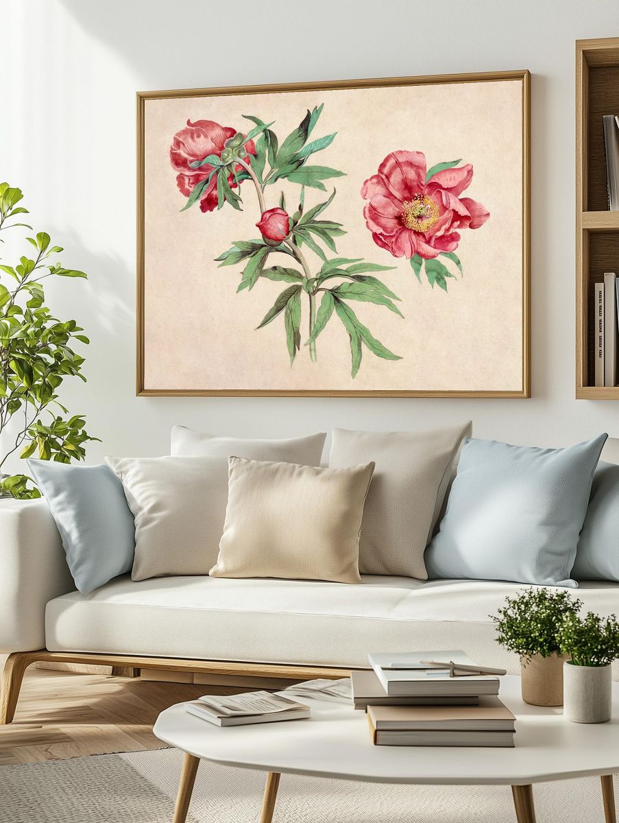 Studies Peonies (1472-1473) painting high. — room view 2