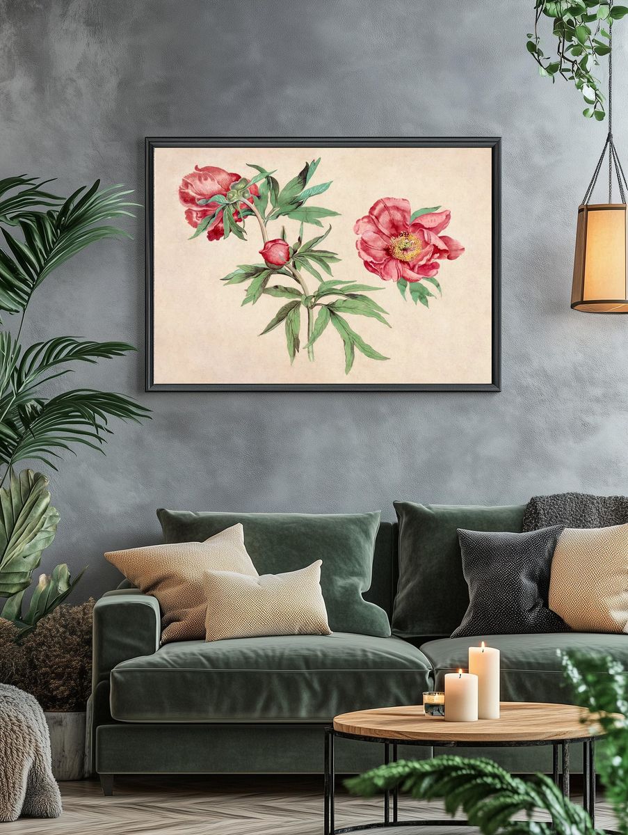 Studies Peonies (1472-1473) painting high. — room view 4