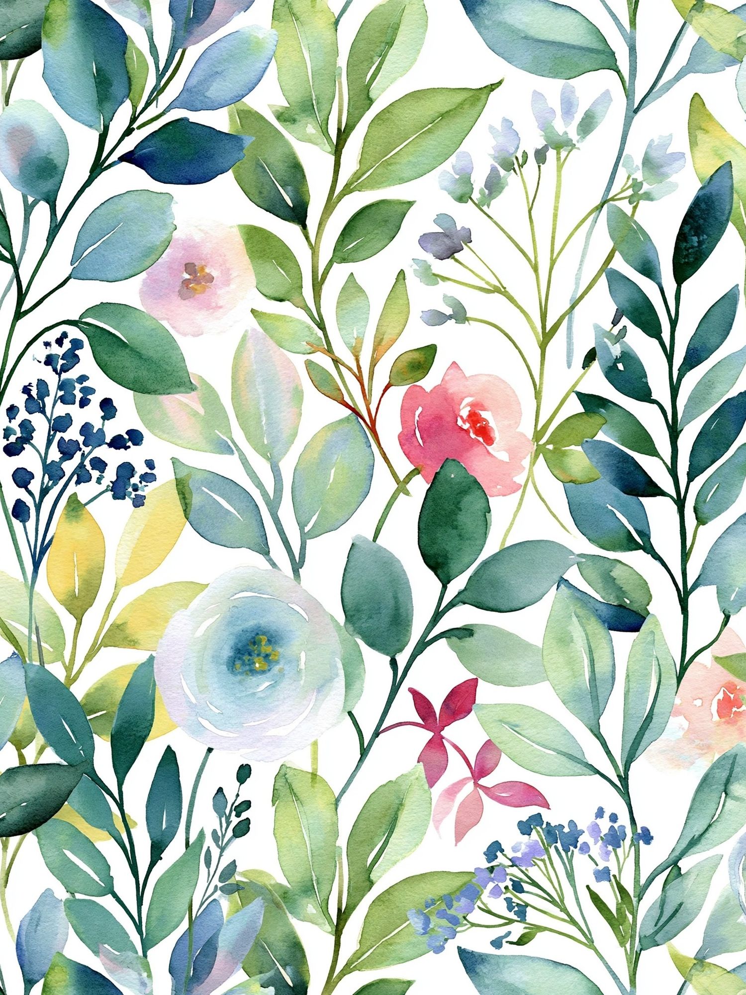 Watercolor Floral Garden Print. poster detail