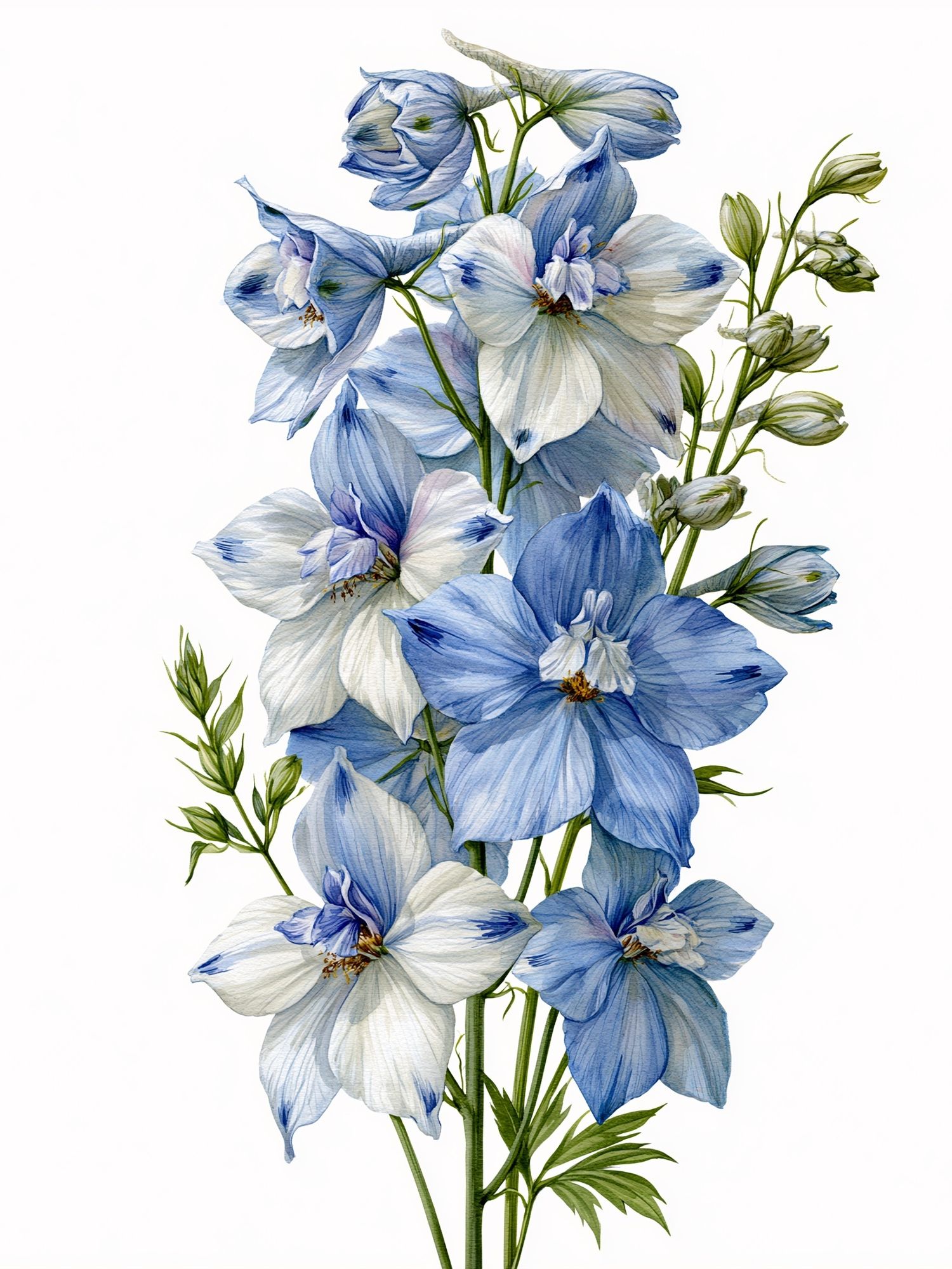 Blue Delphinium Botanical Print. poster detail