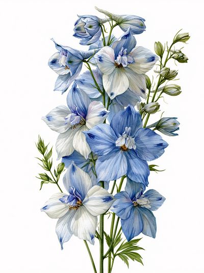 Blue Delphinium Botanical Print.