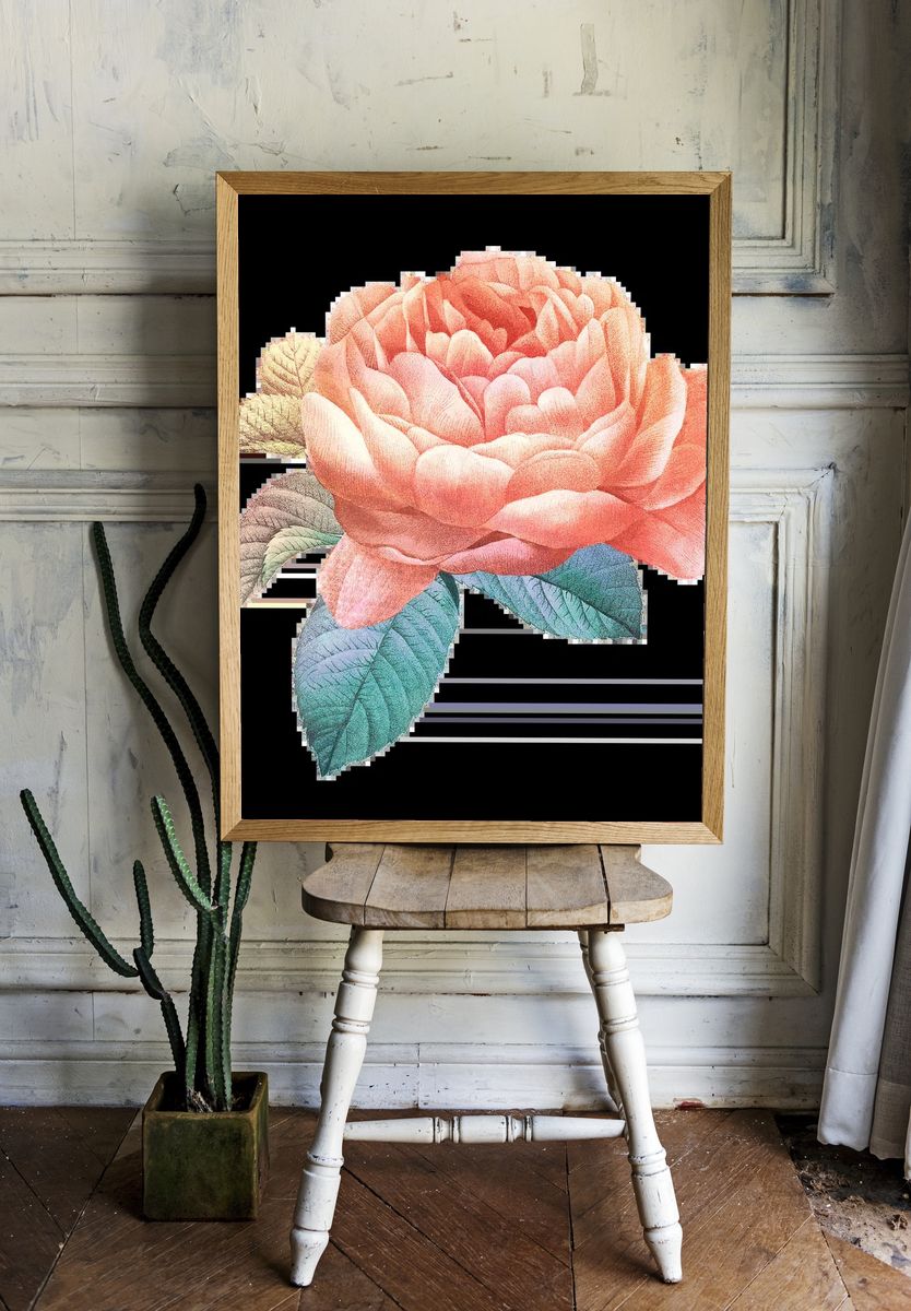 Peony Line Art Poster. — room view 1