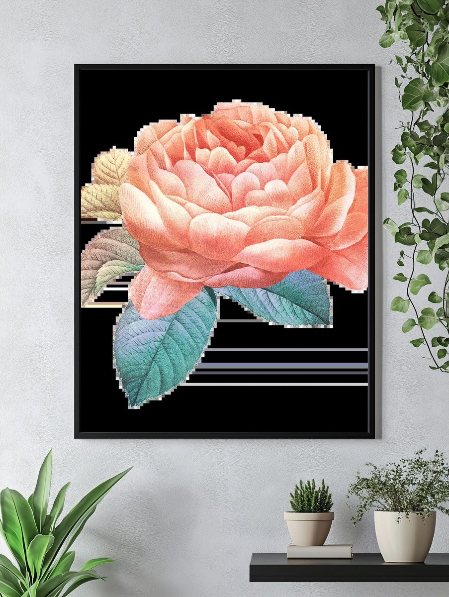 Peony Line Art Poster. — room view 4