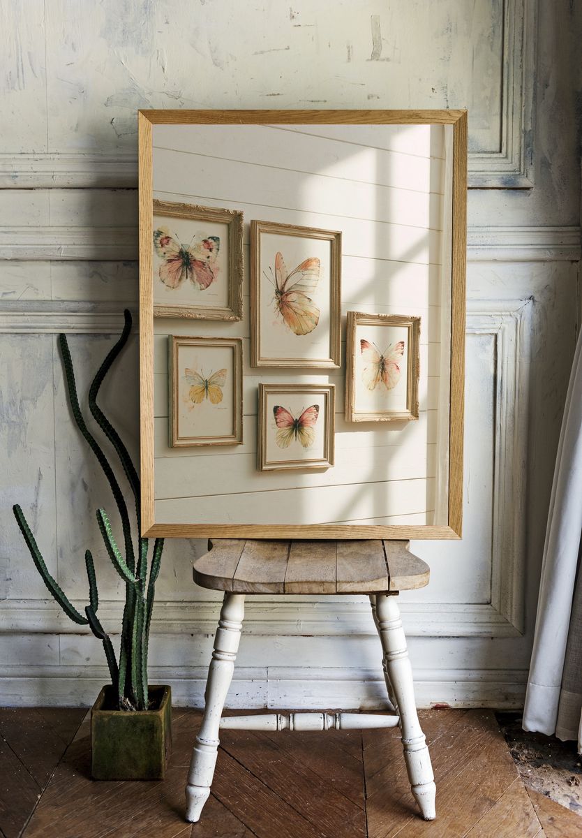 Butterfly Watercolor Botanical Print. room preview