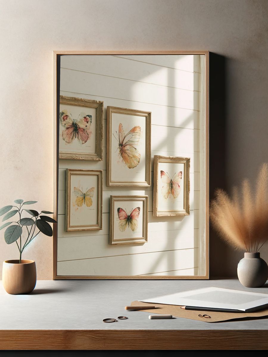 Butterfly Watercolor Botanical Print. — room view 2