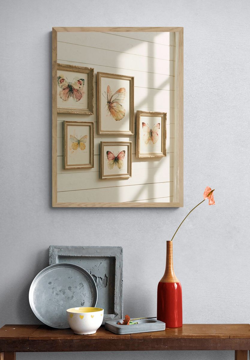 Butterfly Watercolor Botanical Print. — room view 3