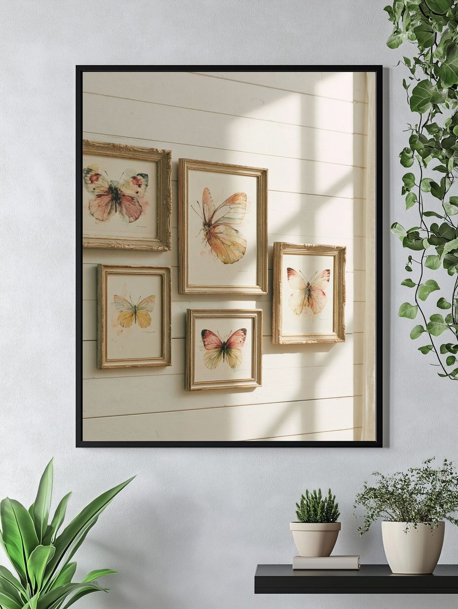 Butterfly Watercolor Botanical Print. — room view 4