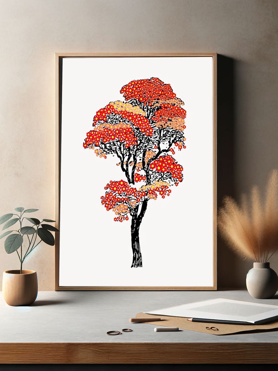 Japanese autumn tree color drawing. — room view 2