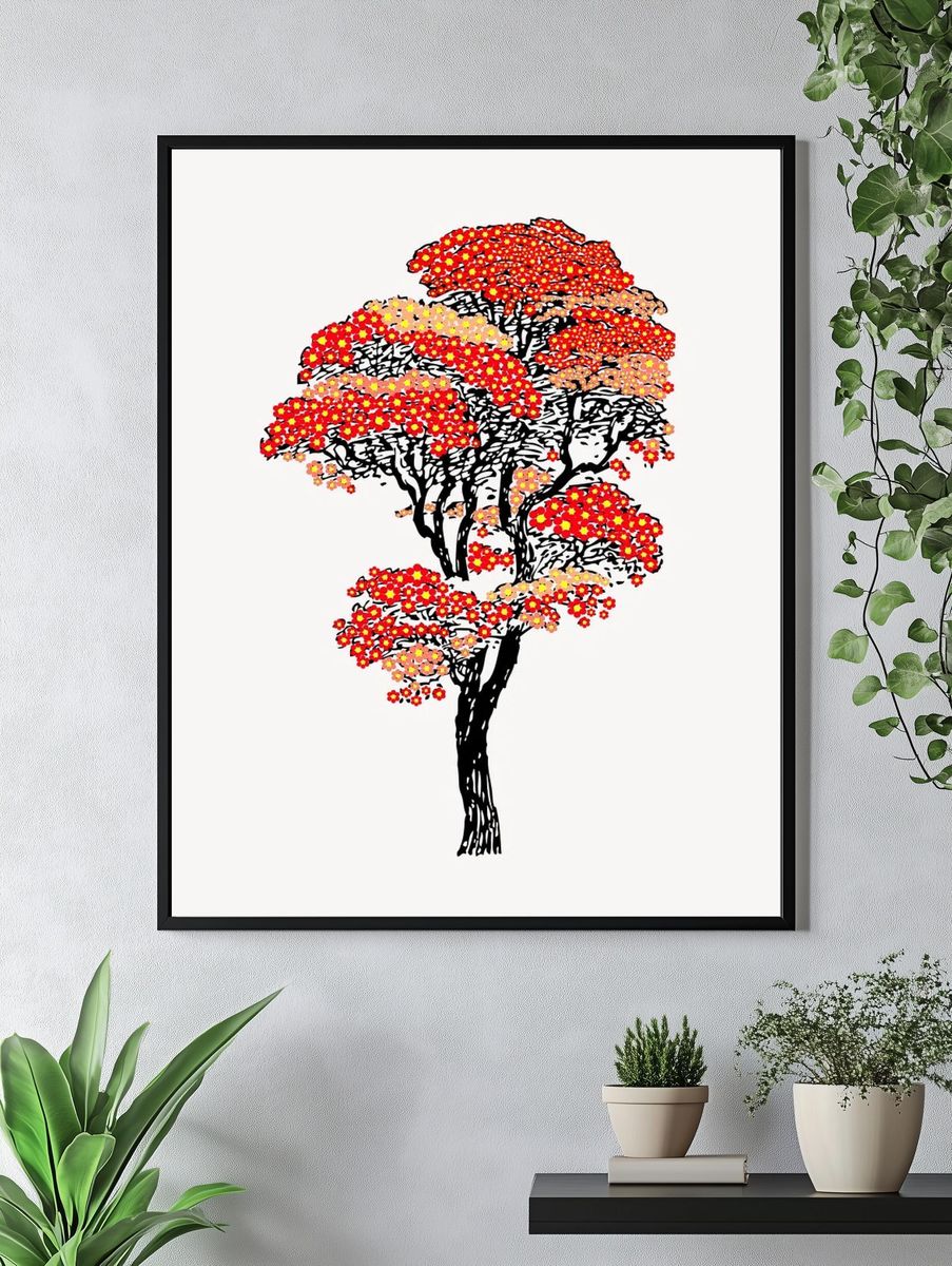 Japanese autumn tree color drawing. — room view 4