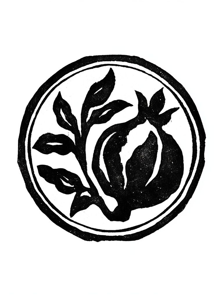 Pomegranate Botanical Ink Print. poster detail