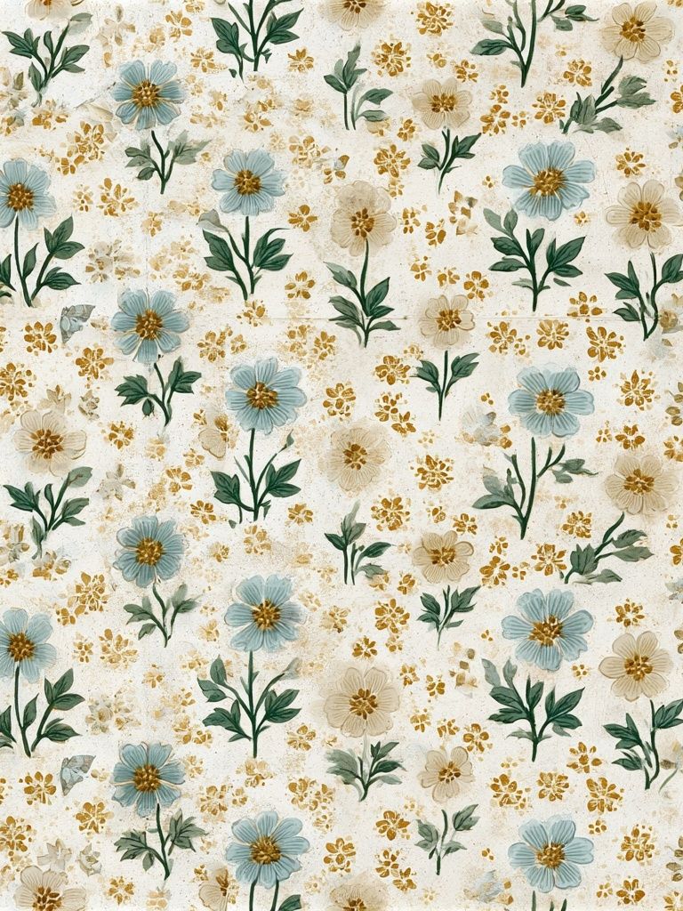 Blue Wildflower Pattern Print. poster — botanical art