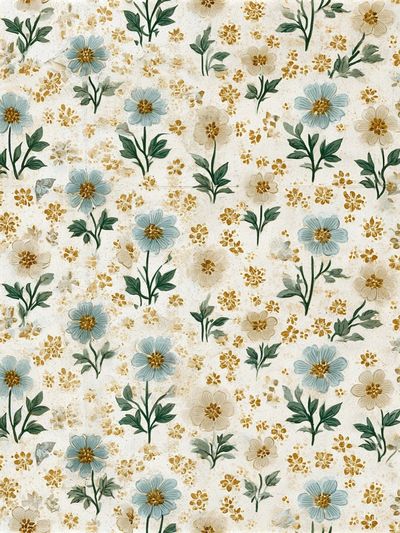 Blue Wildflower Pattern Print. poster
