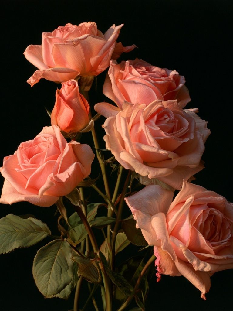 Peach Roses Botanical Print. poster detail