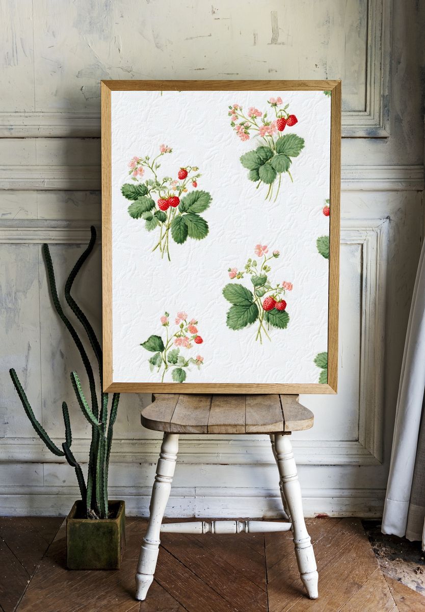Strawberry Blossom Watercolor Print. — room view 1