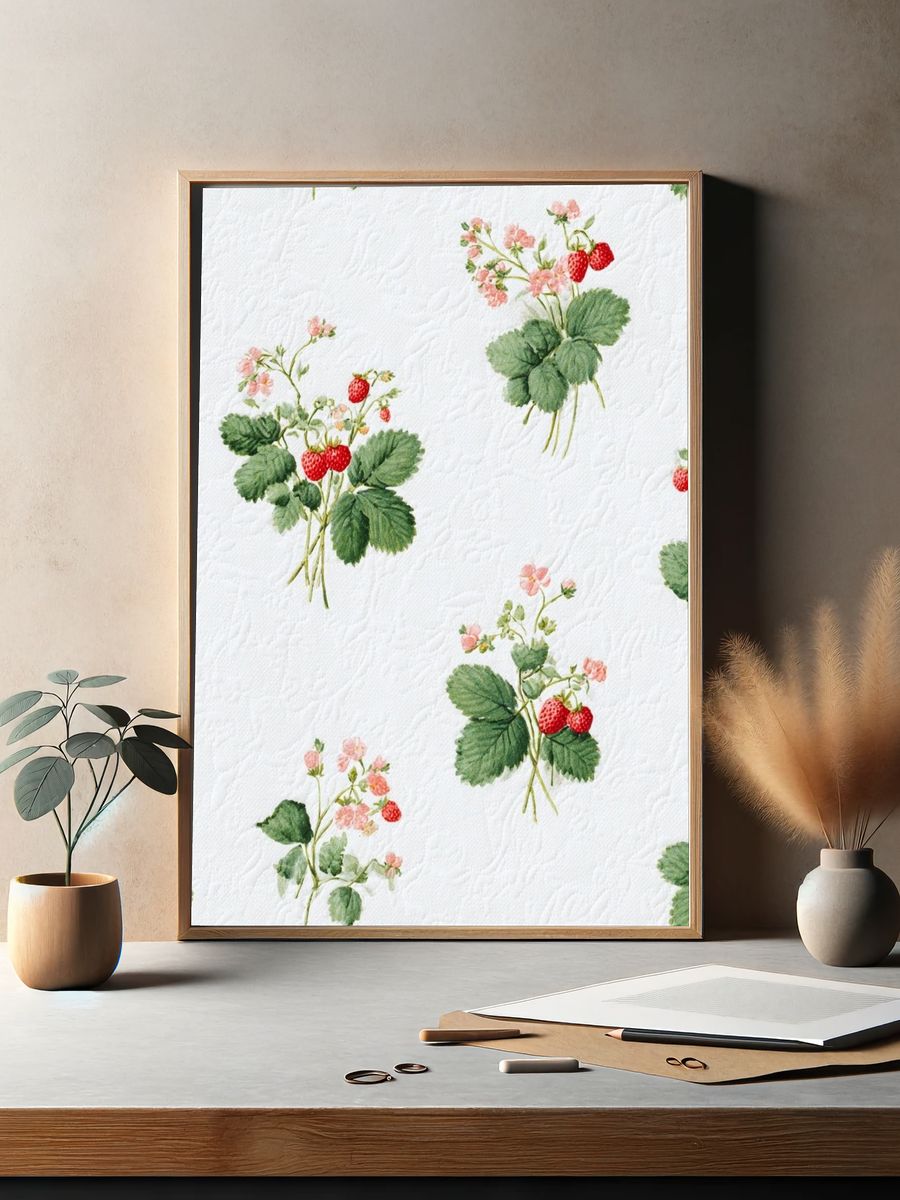 Strawberry Blossom Watercolor Print. — room view 2