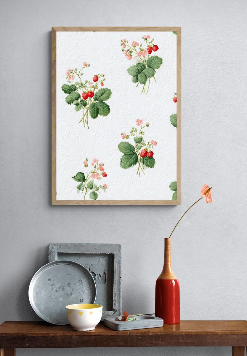 Strawberry Blossom Watercolor Print. — room view 3
