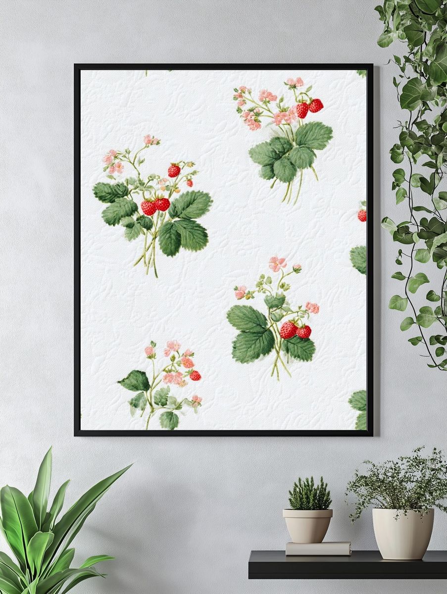 Strawberry Blossom Watercolor Print. — room view 4