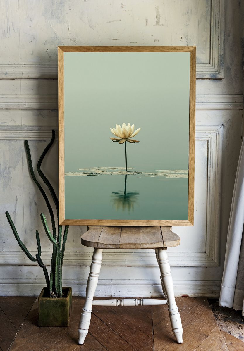Lotus Bloom Minimalist Photography Poster. — room view 1