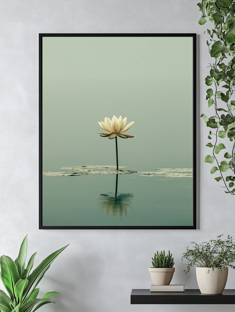 Lotus Bloom Minimalist Photography Poster. — room view 4