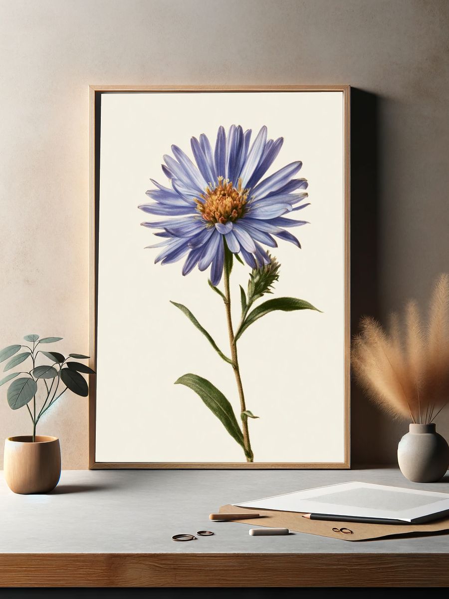 Blue Aster Botanical Print. — room view 2