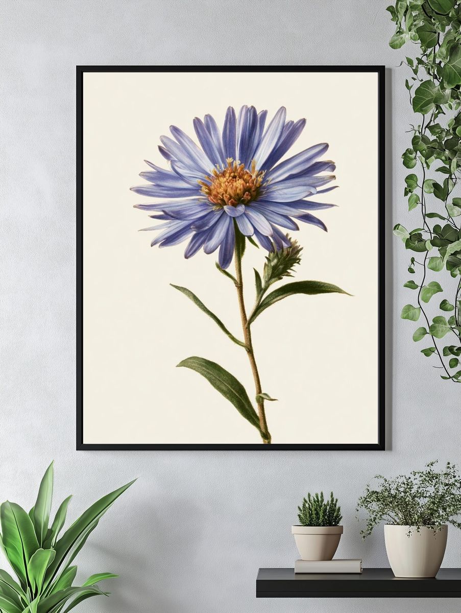 Blue Aster Botanical Print. — room view 4