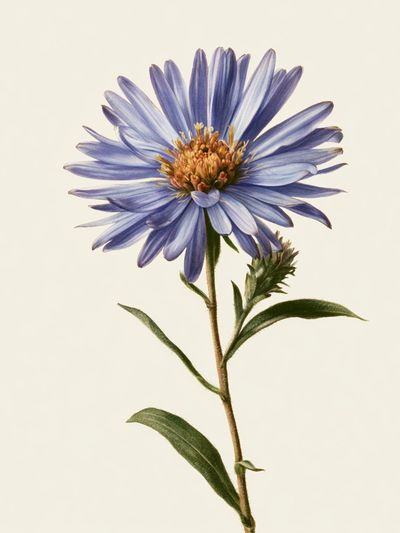 Blue Aster Botanical Print.