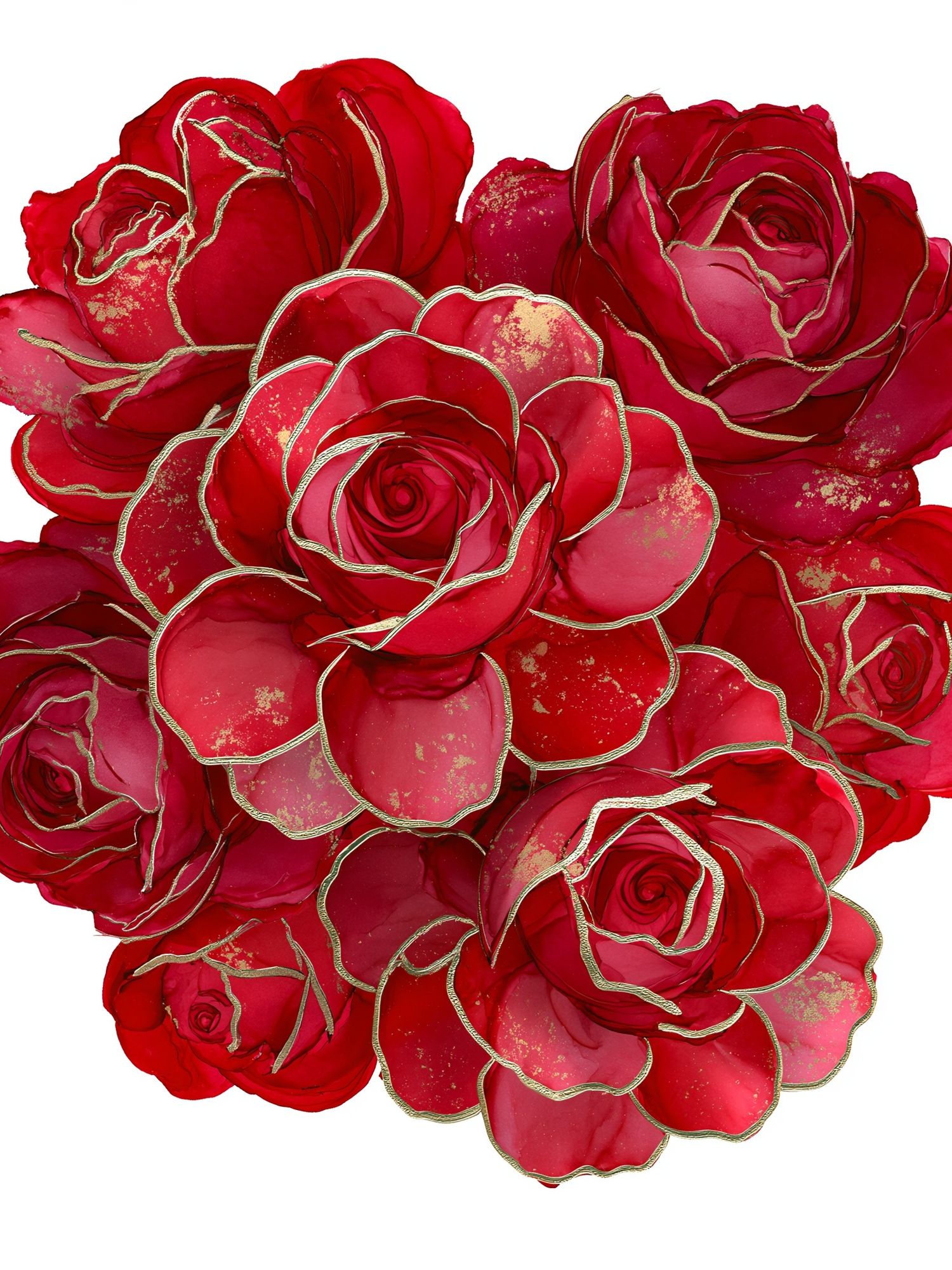 Red Rose Bouquet Illustration Poster. poster — botanical art