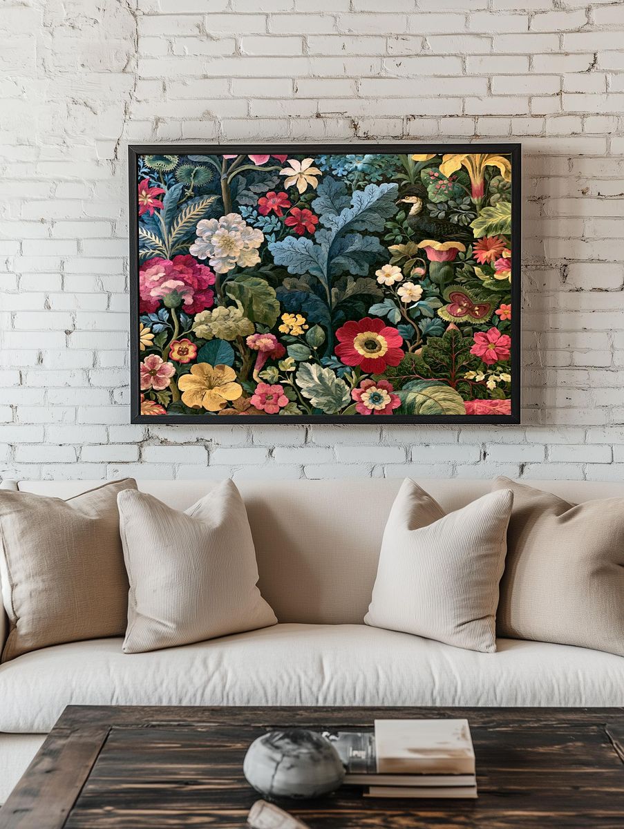 Botanical Tapestry Garden Print. room preview