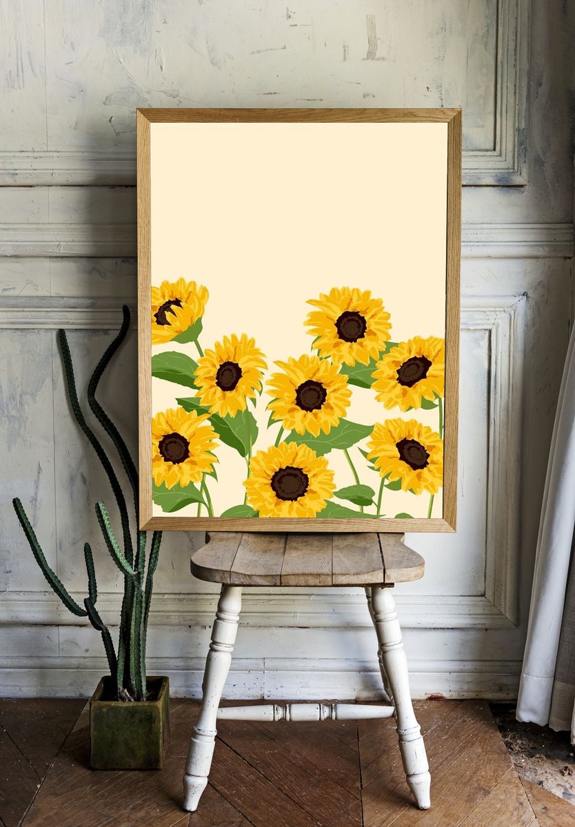 Sunflower iPhone wallpaper, aesthetic spring. — room view 1