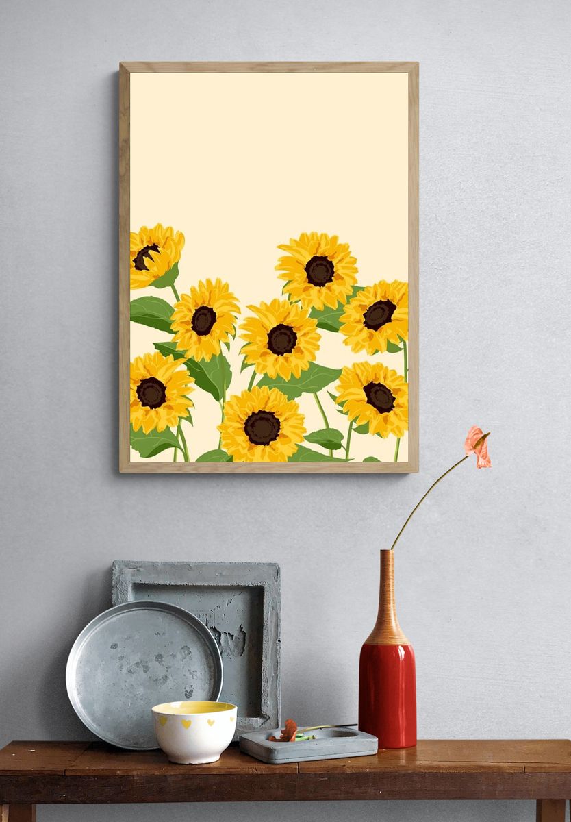 Sunflower iPhone wallpaper, aesthetic spring. — room view 3