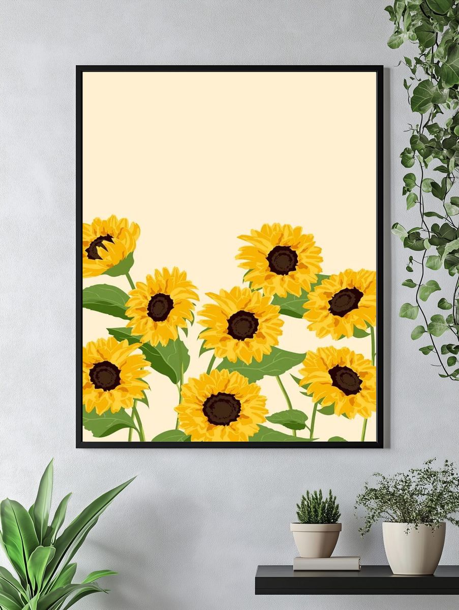Sunflower iPhone wallpaper, aesthetic spring. — room view 4