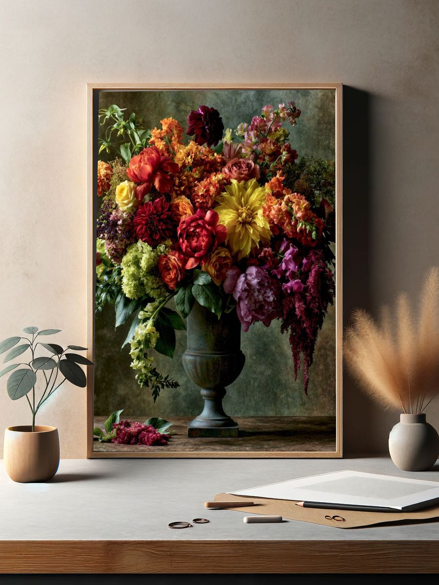Lush Floral Still Life Poster. — room view 2