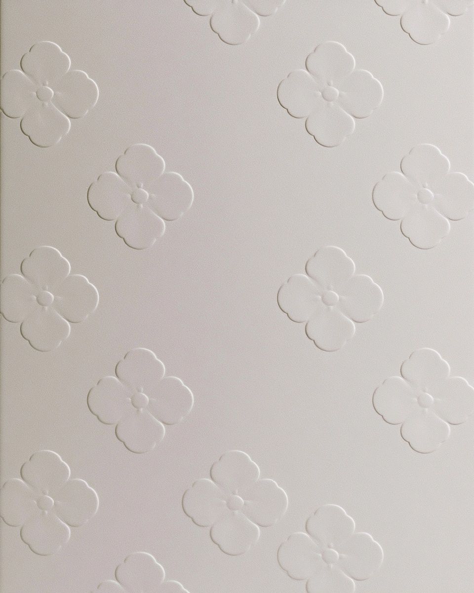 White Floral Embossed Pattern Print. poster — botanical art